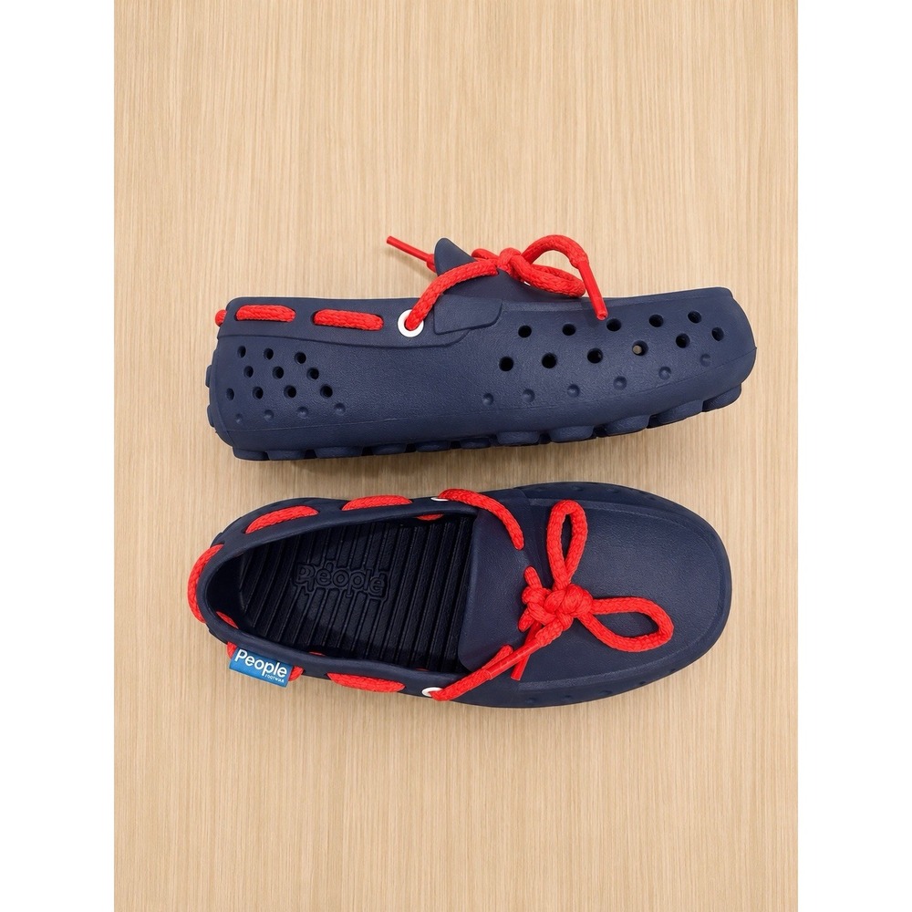 People Footwear Kids C9 Navy Red Slip-On Casual Shoes Lightweight Size C9